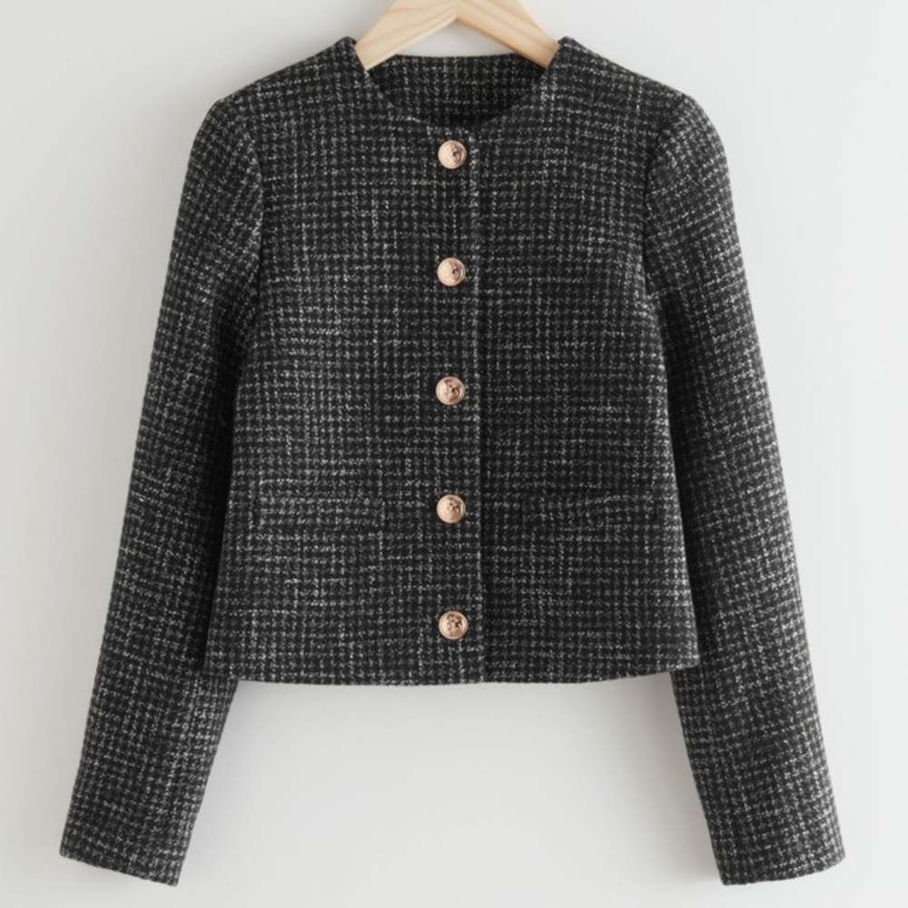 & other stories • Cropped Gold Button Suit Jacket